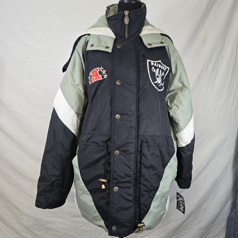 LAS VEGAS OAKLAND LA RAIDERS NFL Football Quilted Lee Sports Puffer Coat L‎ 90s